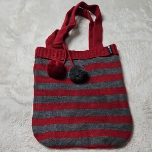 Red and Gray Striped Women's Bag